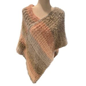 Cozy Multicolor Women's Sweater Poncho Crochet